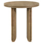 Adina Round Wood Side End Table Distressed Light Brown