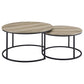 Lainey 2-piece Round Nesting Coffee Table Distressed Pine