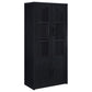 Riva 4-door Tall Accent Display Cabinet LED Lighting Black