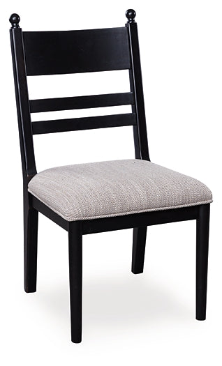 black upholstered dining side chair