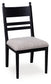 black upholstered dining side chair
