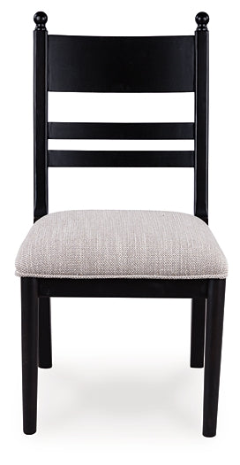 black upholstered dining side chair