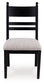 black upholstered dining side chair