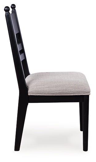 black upholstered dining side chair