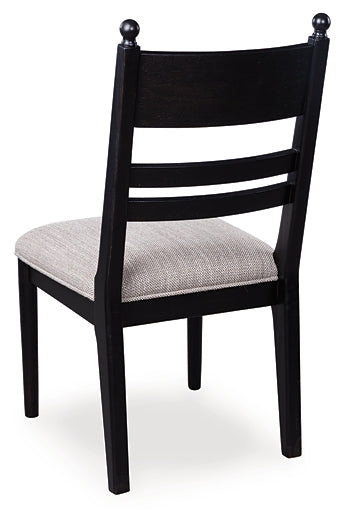 black upholstered dining side chair