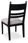 black upholstered dining side chair