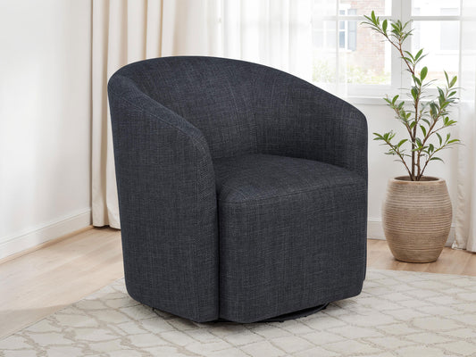 Mossbrook Fabric Upholstered Swivel Accent Chair Anthracite