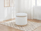 Remuda Boucle Upholstered Round Storage Ottoman Ivory