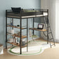 Campus 3-shelf Metal Twin Workstation Loft Bed Matte Black