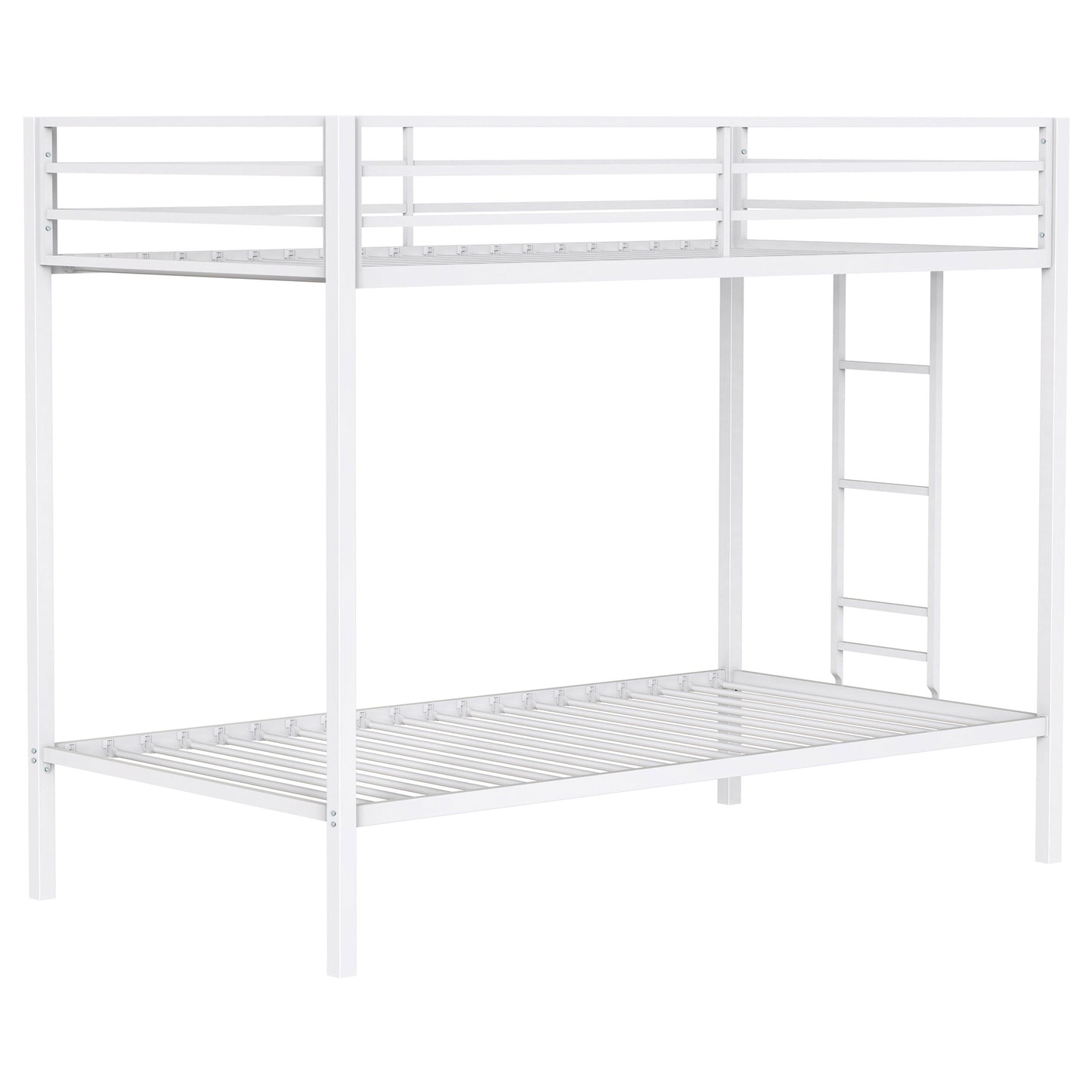Alevera Metal Twin Over Twin Bunk Bed with Ladder White