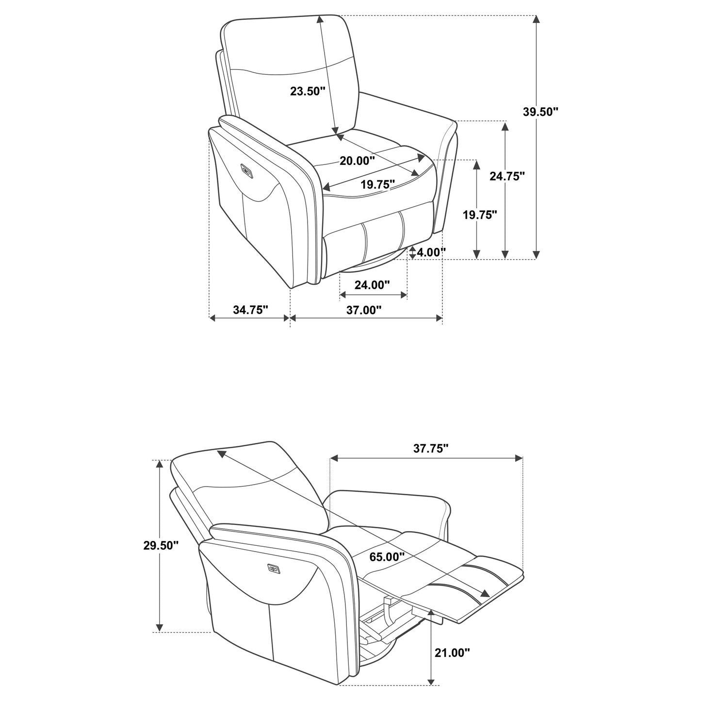 Adler Upholstered Power Swivel Glider Recliner Rust