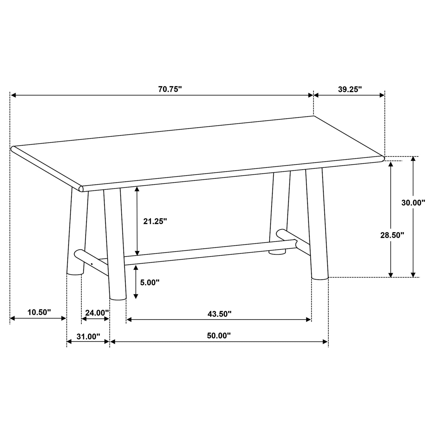 Duncan 71-inch Rectangular Wood Dining Room Table Washed Oak