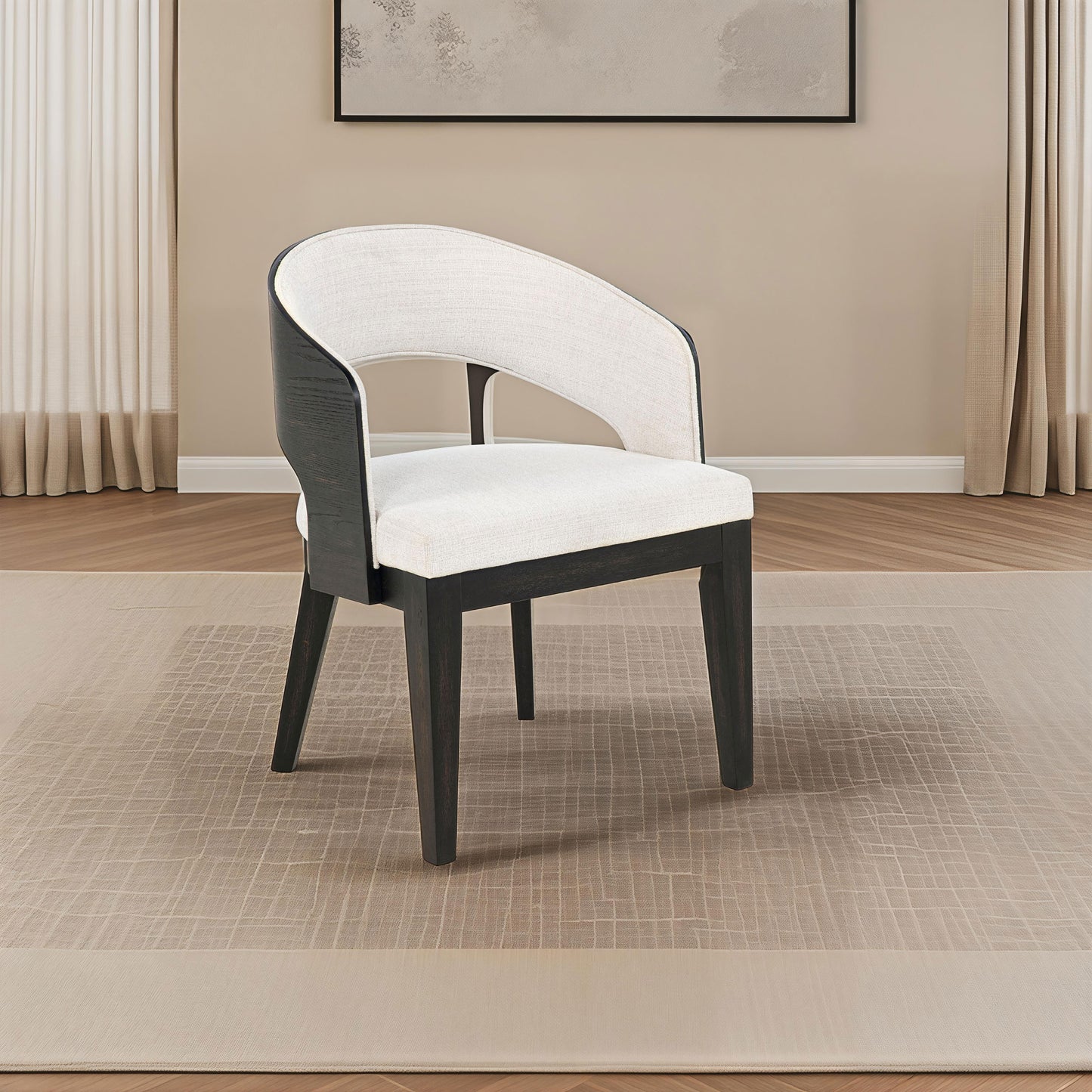 Leandro Upholstered Dining Arm Chair Cream (Set of 2)