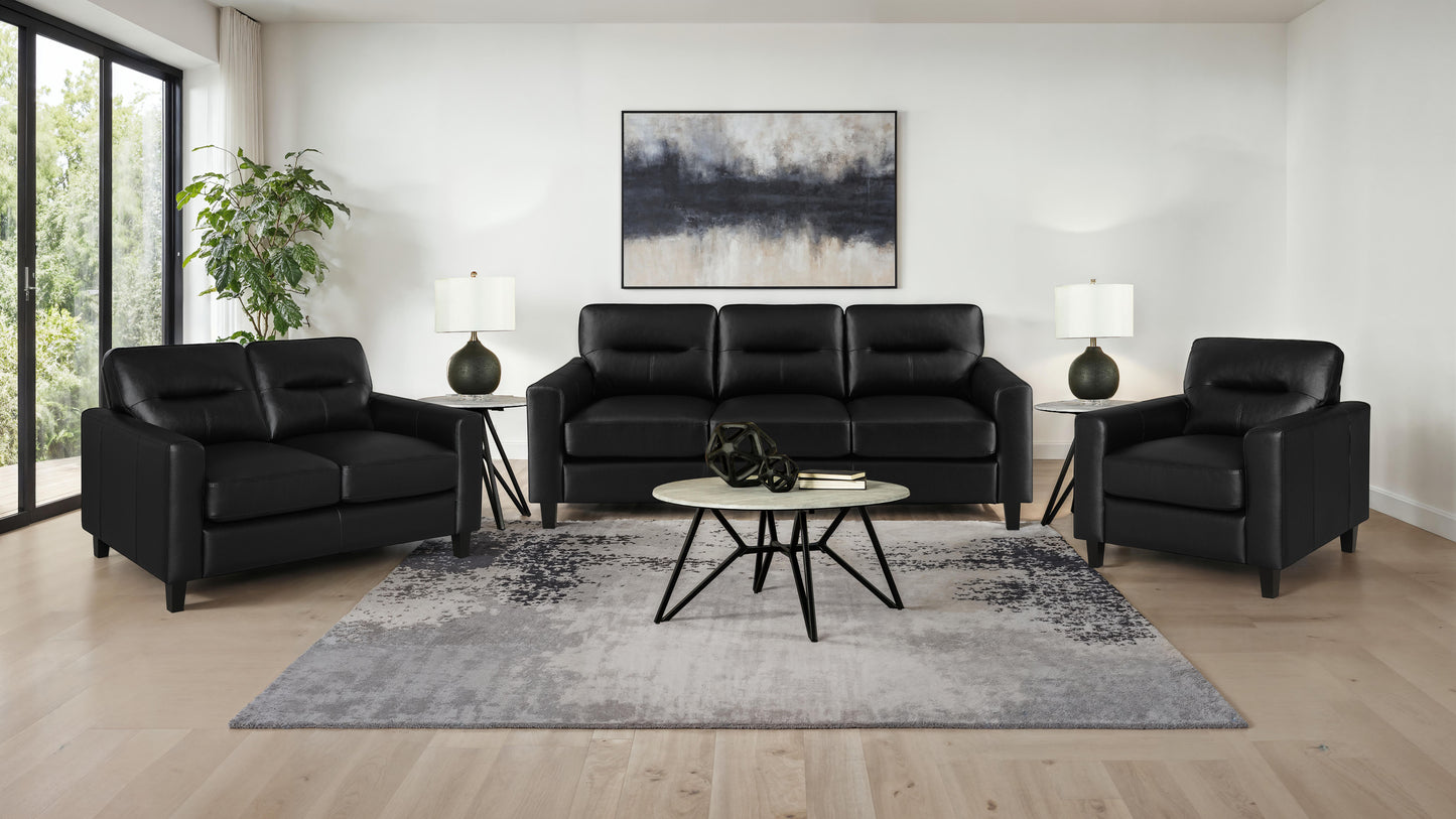 Scotland Faux Leather Upholstered Track Arm Chair Black