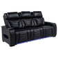Zuma 2-piece Faux Leather Dual Power LED Sofa Set Black