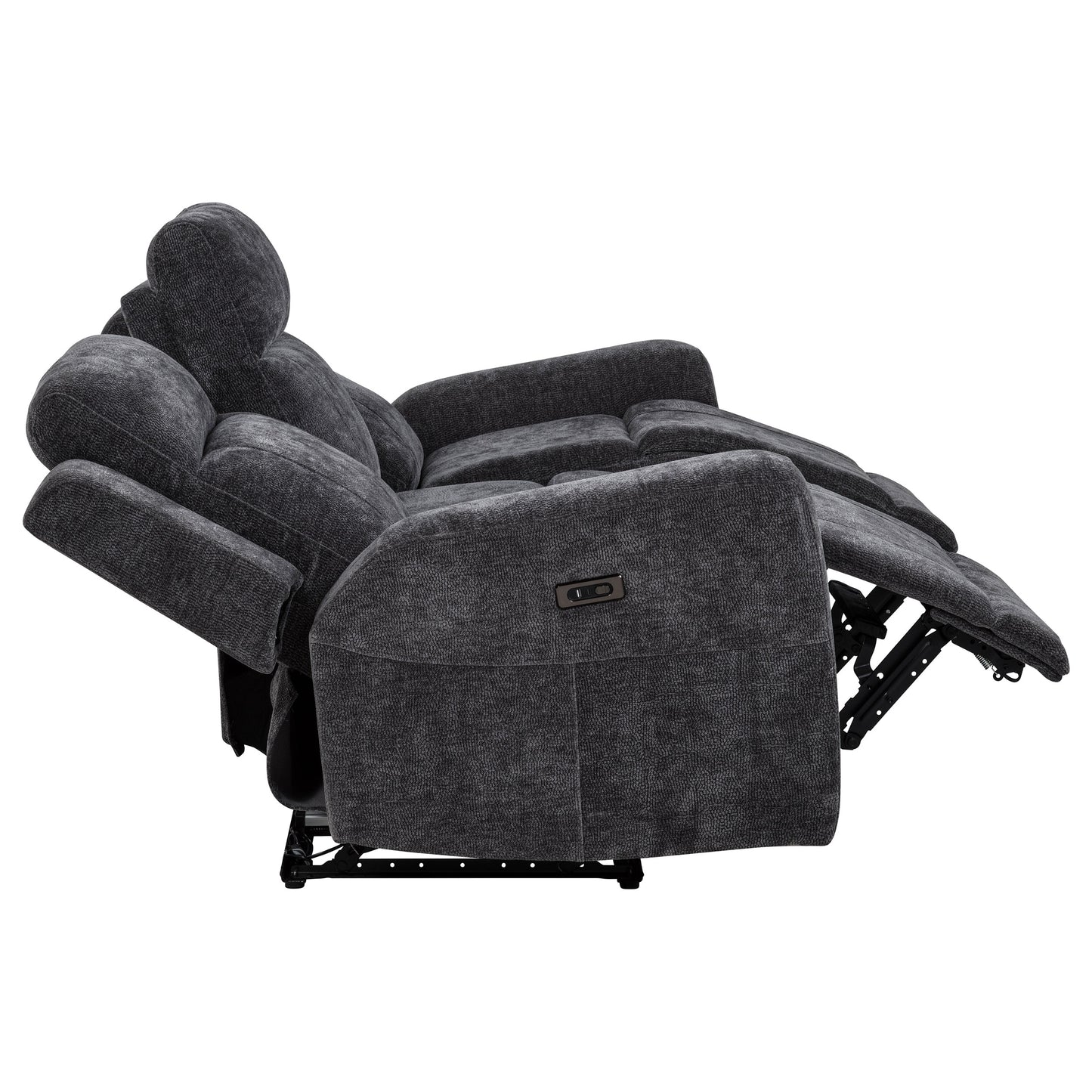 Kennett Chenille Upholstered Power Reclining Sofa Dark Grey