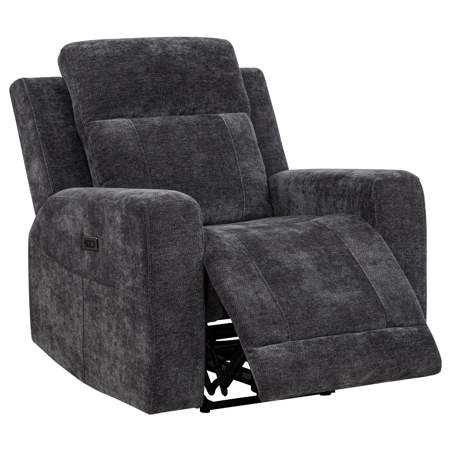 Kennett Chenille Upholstered Power Recliner Chair Dark Grey