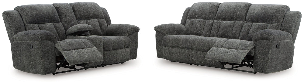Gray reclining sofa set on a white background