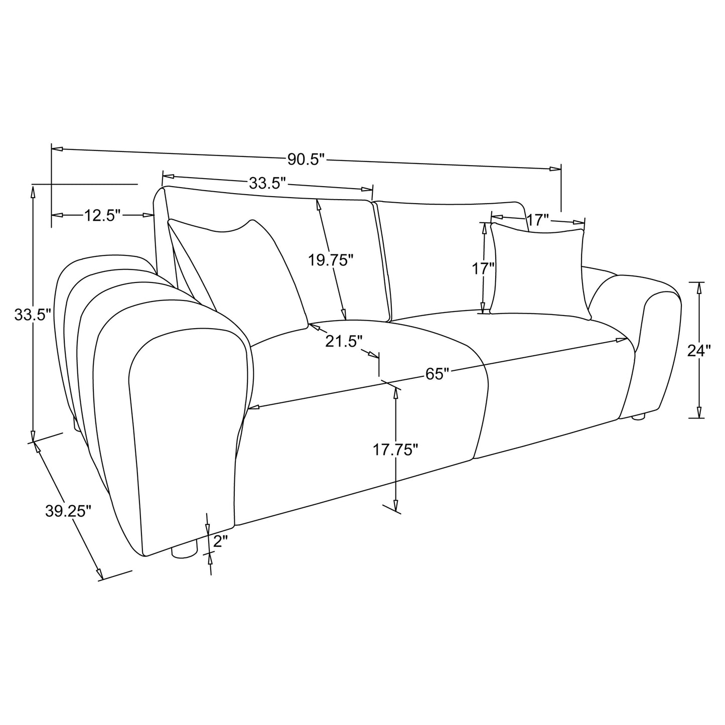 Burnett Chenille Upholstered Wide Arm Sofa Burnt Orange