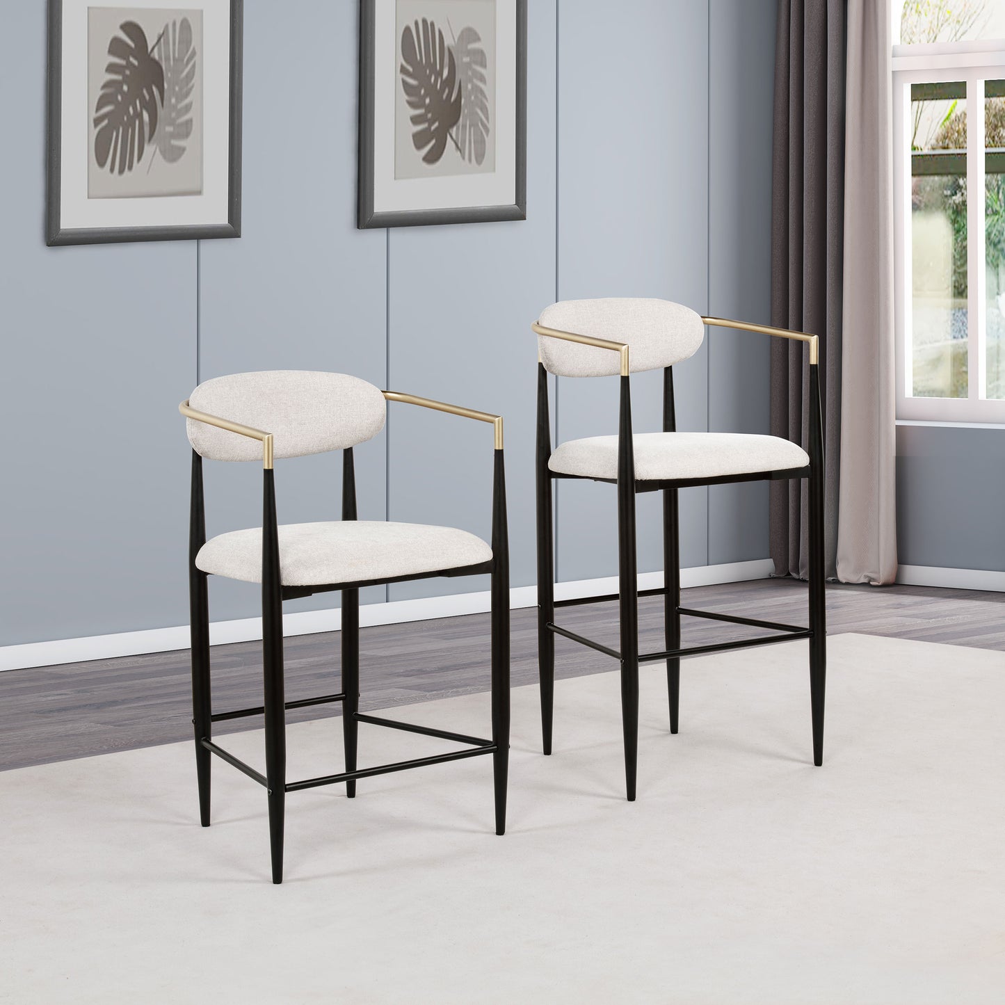 Tina Fabric Upholstered Counter Chair Beige (Set of 2)