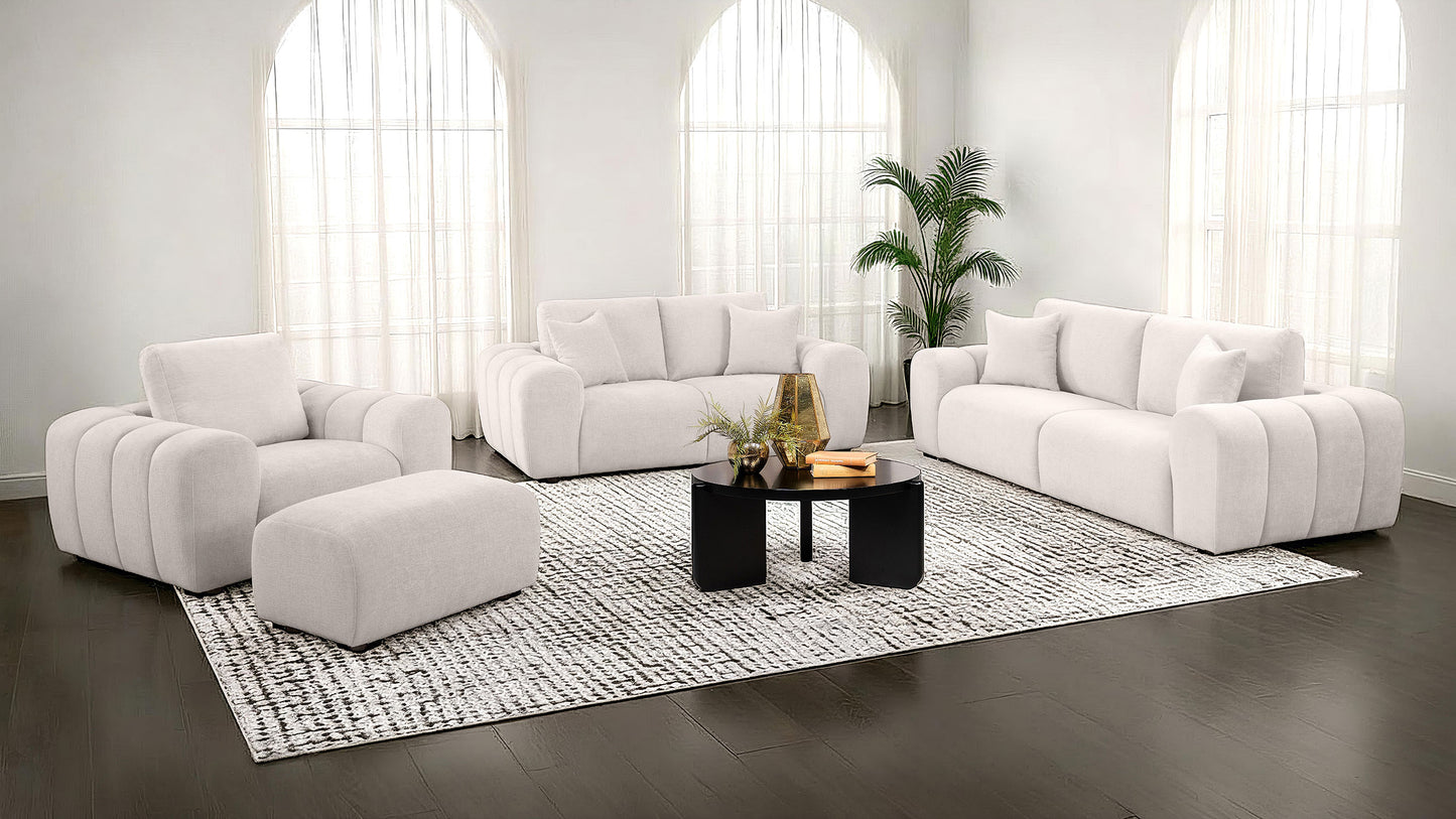 Burnett Chenille Upholstered Wide Arm Sofa Ivory