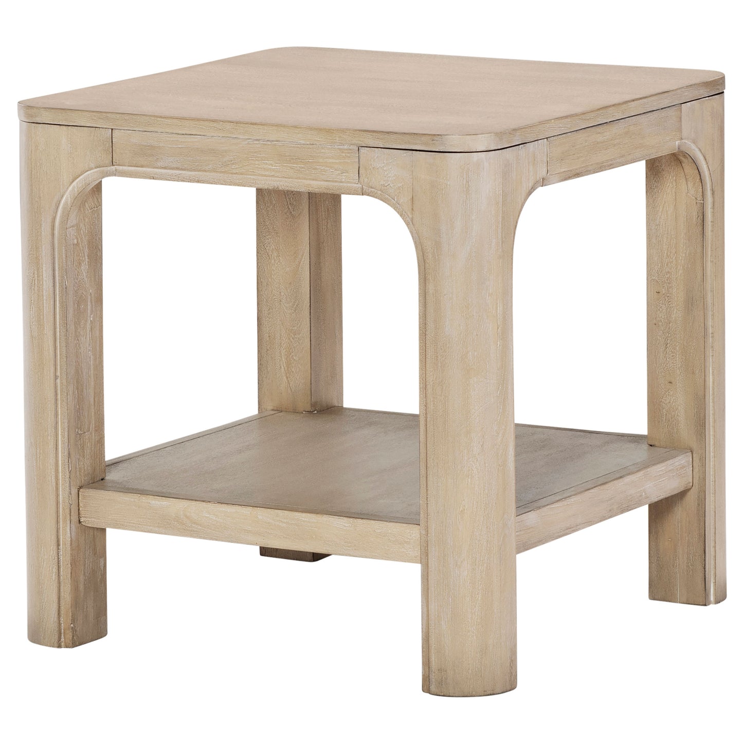 Solano Square Wood Side End Table with Shelf Weathered Mango