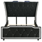 Lorient Queen LED Upholstered Wingback Bed Black