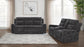 Kennett 2-piece Chenille Power Reclining Sofa Set Dark Grey