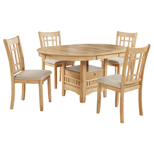 Lavon 5-piece Oval Extension Leaf Dining Set Light Oak