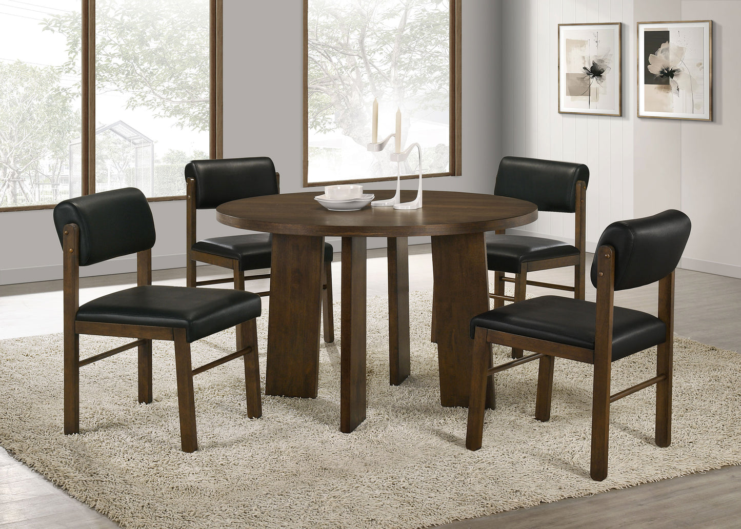 Strouse 47-inch Round Wood Dining Room Table Walnut