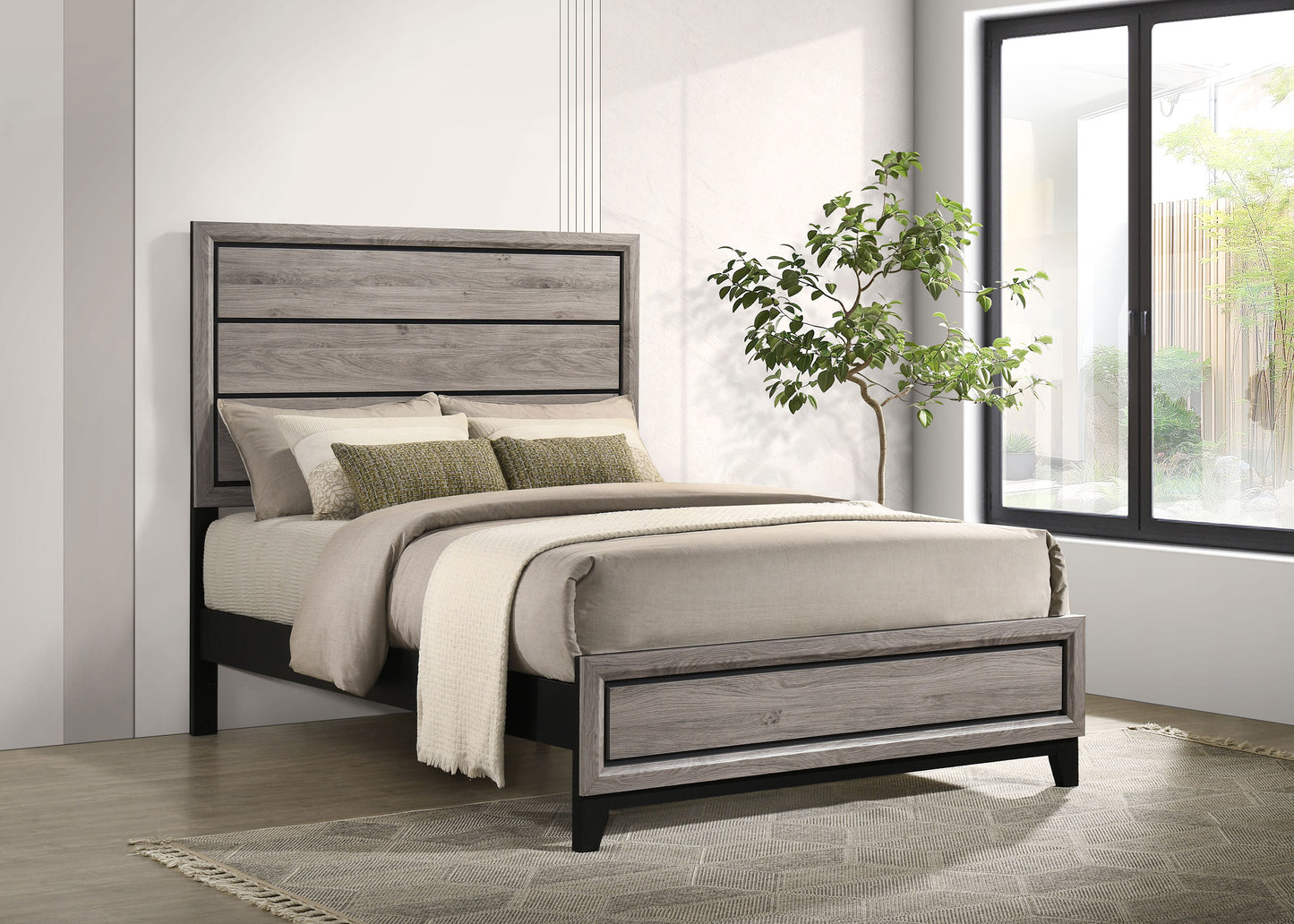Watson Wood Full Panel Bed Light Taupe