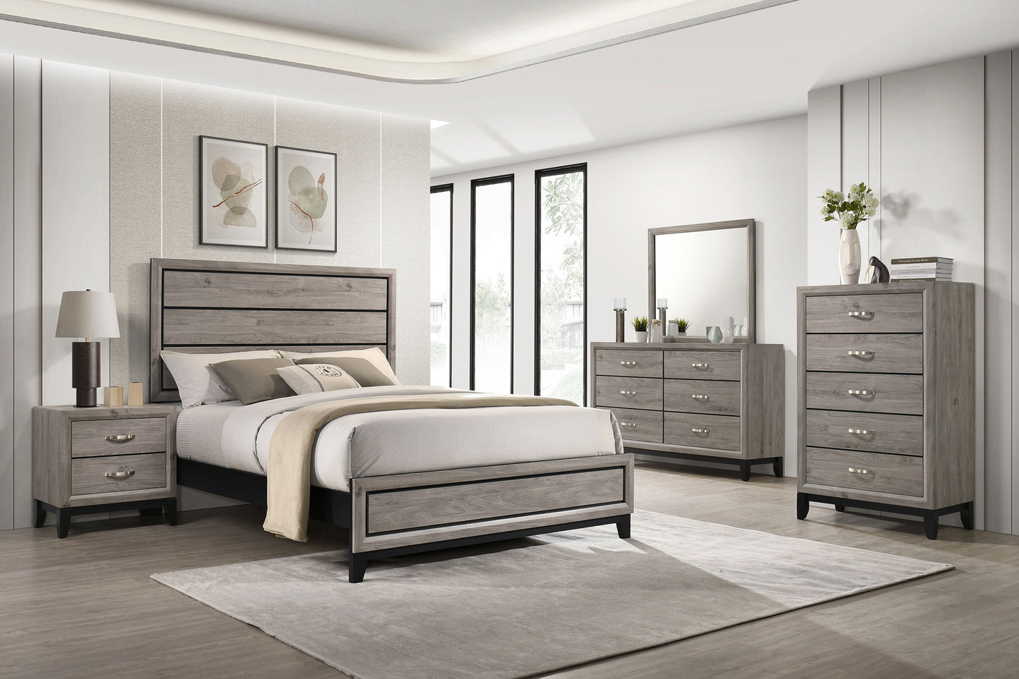 Watson Wood Full Panel Bed Light Taupe