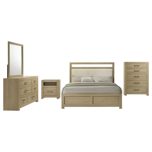 Hendricks Eastern King Panel Headboard Platform Bed Light Oak