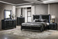 Ravenne Velvet Upholstered Eastern King LED Panel Bed Black