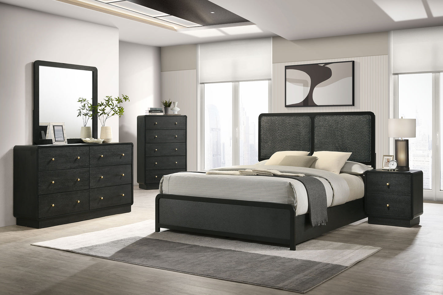 Cavelle 51-inch Upholstered Full Panel Bed Black