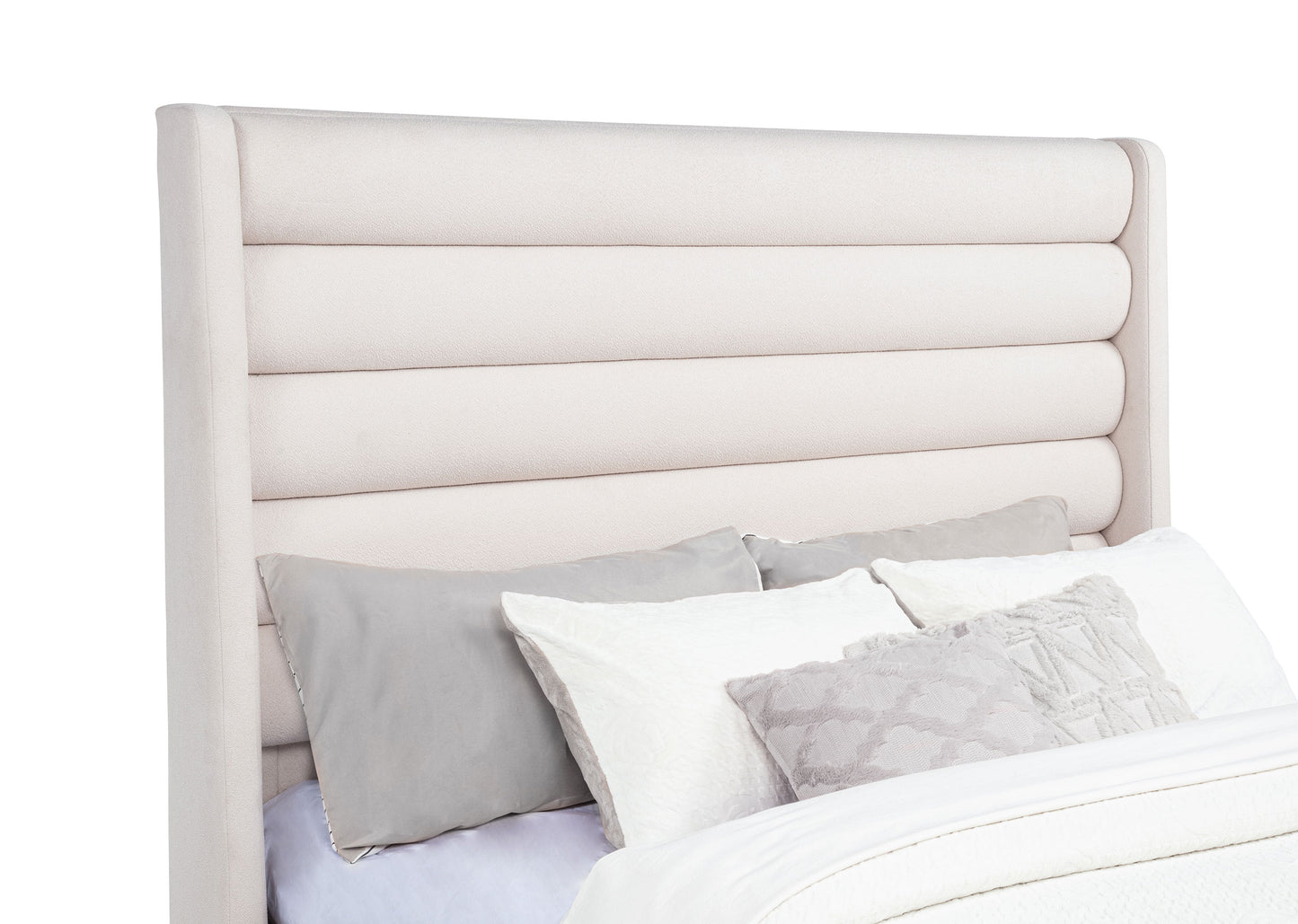 Leslie Upholstered Tufted California King Wingback Platform Bed Beige