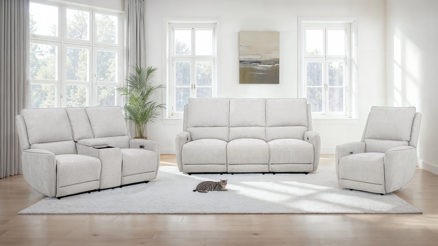 Sylmar Chenille Upholstered Power Recliner Dove Grey