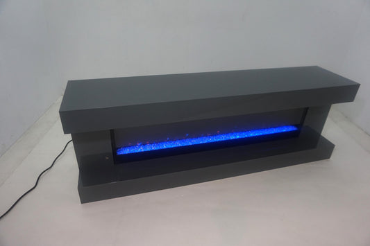 Mallory TV Stand Fireplace Console Bluetooth Speaker Grey High Gloss