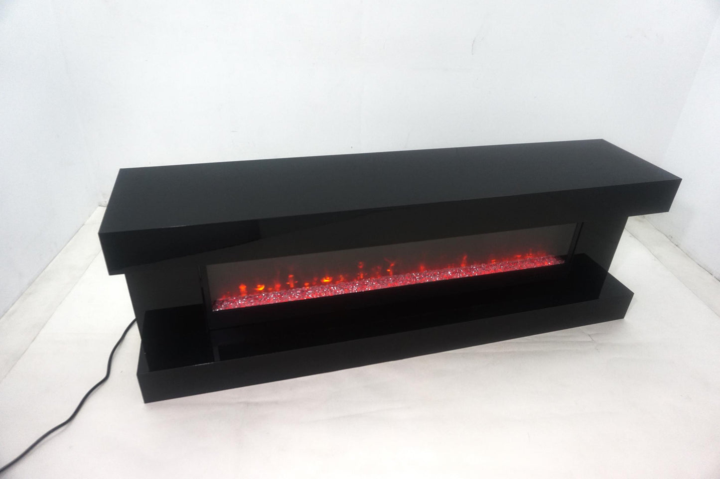 Mallory TV Stand Fireplace Console Bluetooth Speaker Black High Gloss