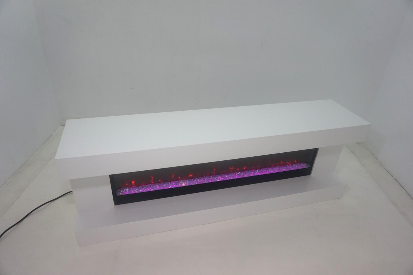 Mallory TV Stand Fireplace Console Bluetooth Speaker White High Gloss