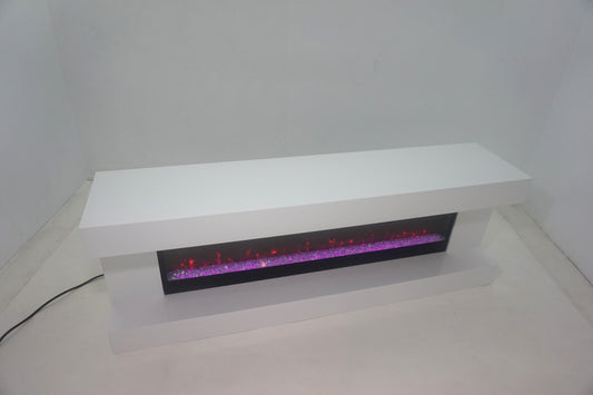Mallory TV Stand Fireplace Console Bluetooth Speaker White High Gloss