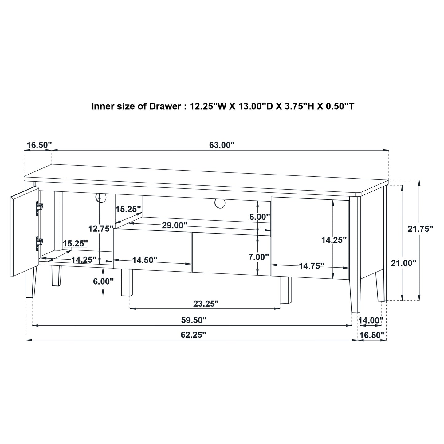 Bradley 63-inch 2-Door SmartTop TV Stand Grey and Natural