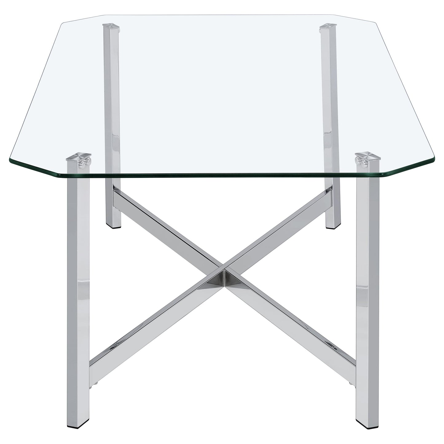 Cronin 2-piece Tempered Glass Top Coffee Table Set Chrome