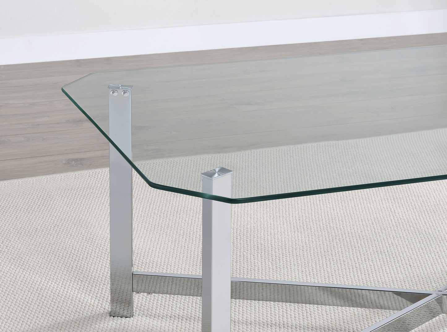 Cronin 2-piece Tempered Glass Top Coffee Table Set Chrome