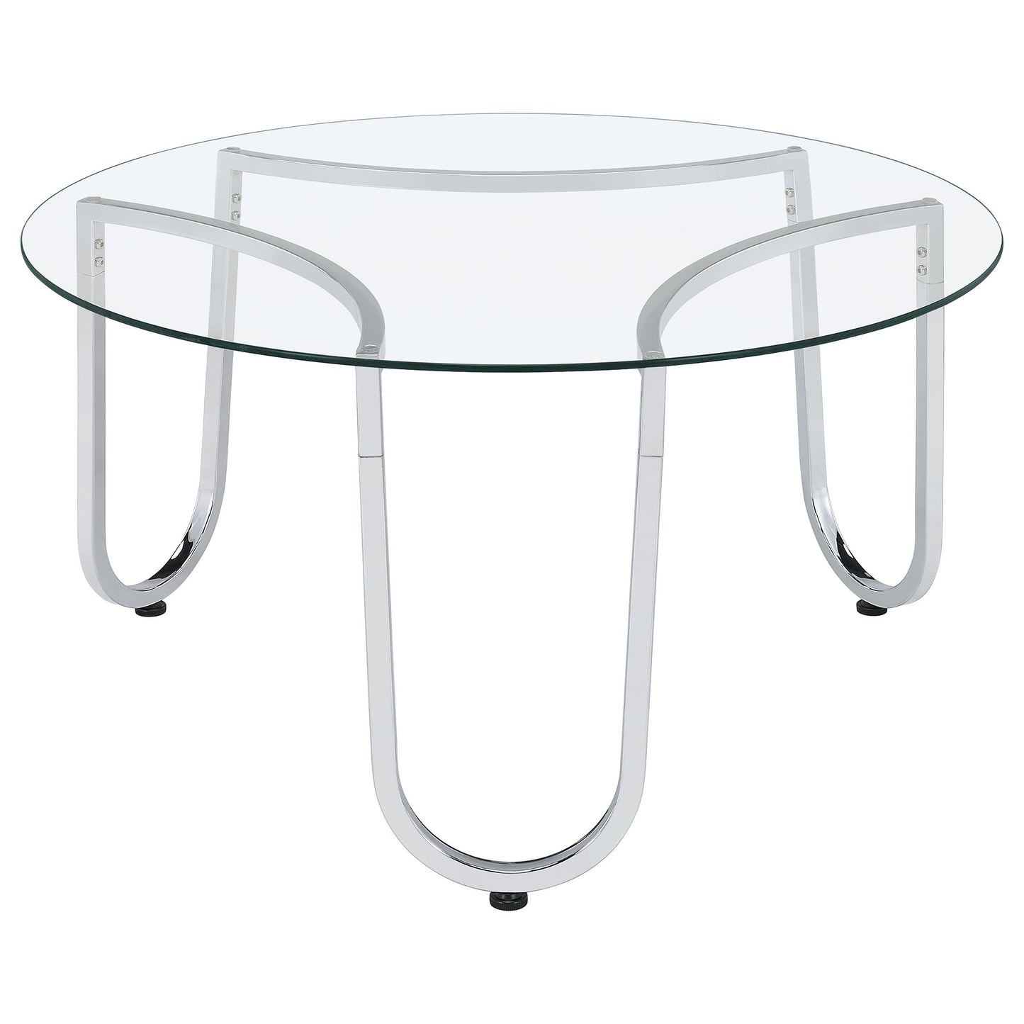 Beller Round Tempered Glass Top Cocktail Coffee Table Chrome