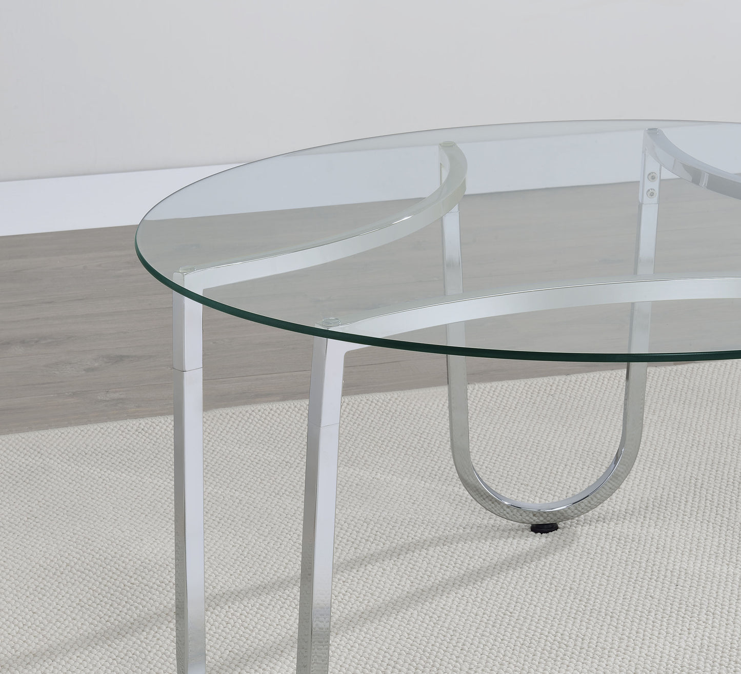 Beller Round Tempered Glass Top Cocktail Coffee Table Chrome