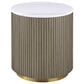 Jason Round White Marble Top Side End Table Greige