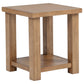 Beasley Square Wood End Side Table With Shelf Golden Oak