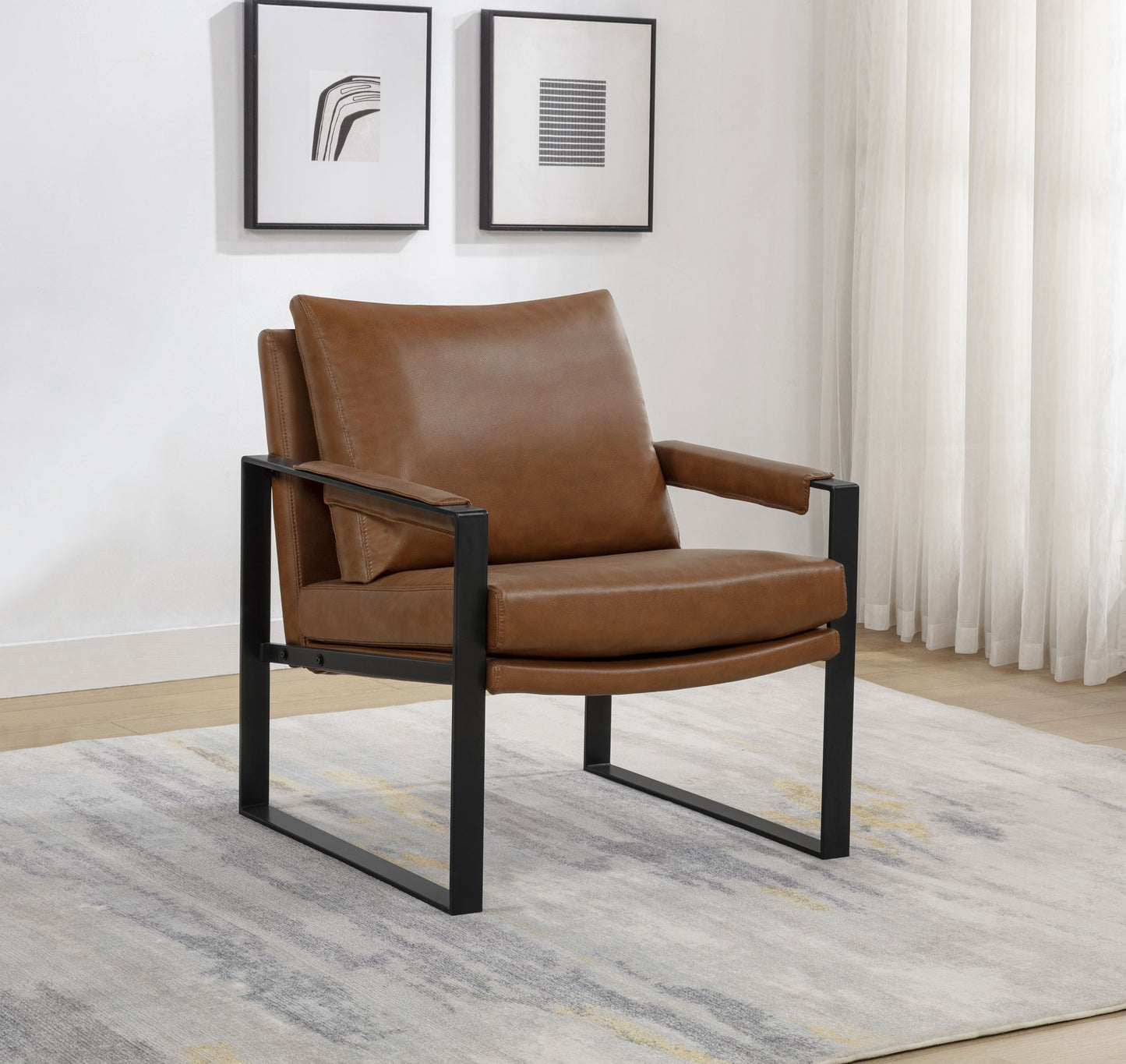 Rosalind Upholstered Track Arm Accent Chair Brown