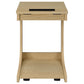 Ralston C-Shaped Lift-Top Sofa Side Table With Casters Light Oak